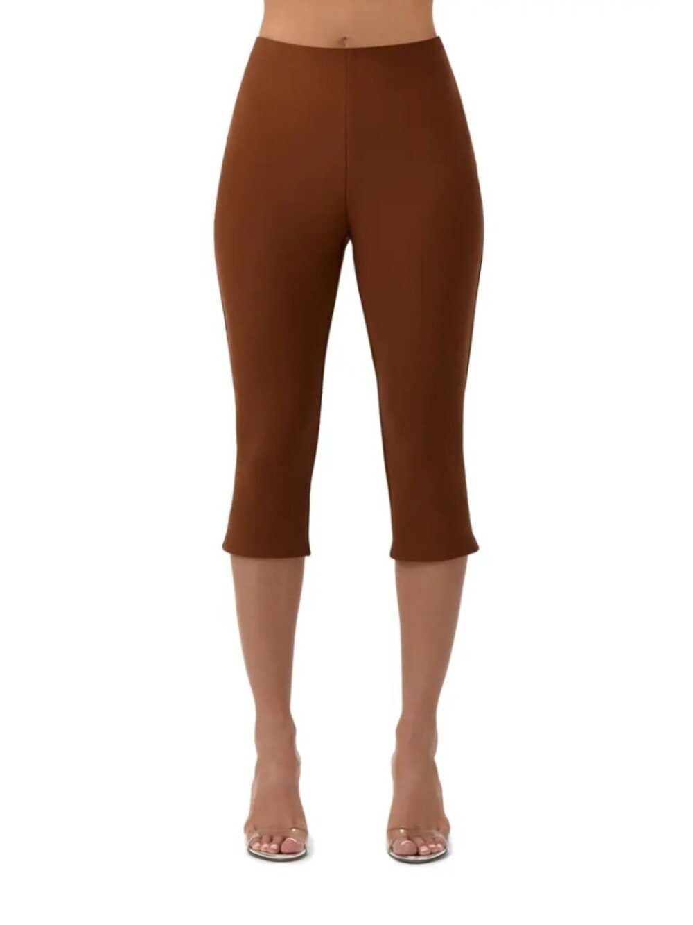 Naked Wardrobe Suiting Capri Pants Dark Mocha Stretchy Neutral Womens Sz S NWT